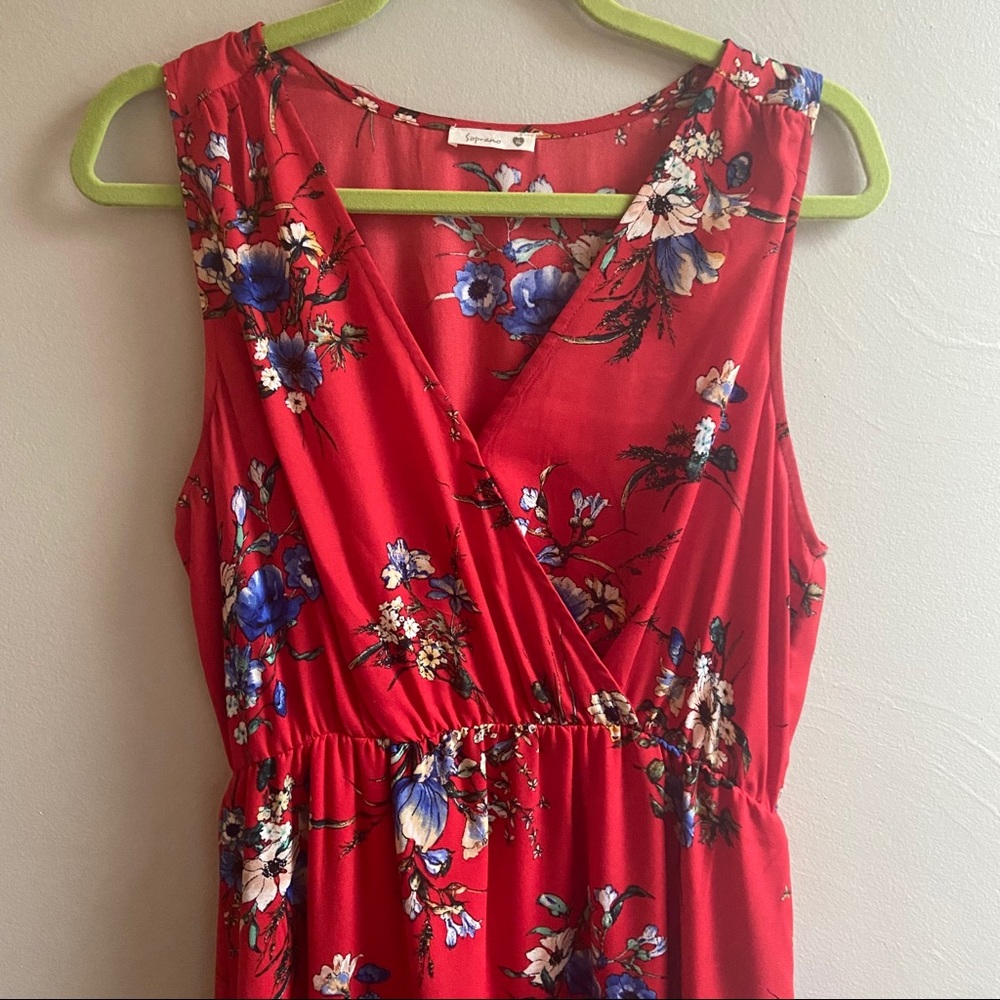 Red wrap high-low dress 💃